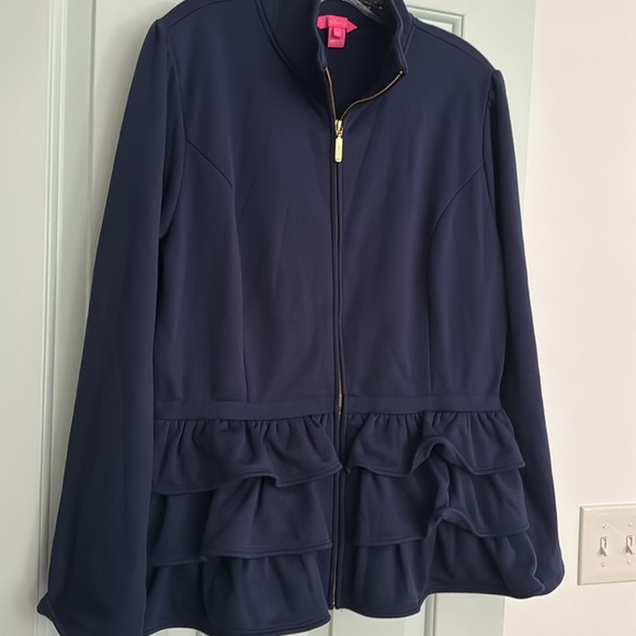 Lilly Pulitzer Navy Ruffled Blazer - Picture 2 of 3